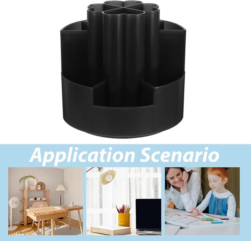 Black Rotating Pencil Holder 360 Spinning Desk Organizer Pen Storage Cup for Office Student - Image 3